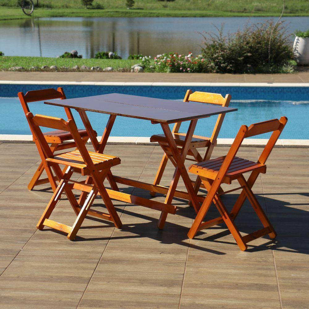 Kit 10 Conjuntos Dobráveis 120 X 70 Com 4 Cadeiras Mel - M.b Móveis - 3