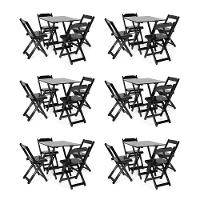 Kit 6 Conjuntos Dobráveis 70 X 70 Com 4 Cadeiras Dobráveis Preto - M.b Móveis - 1