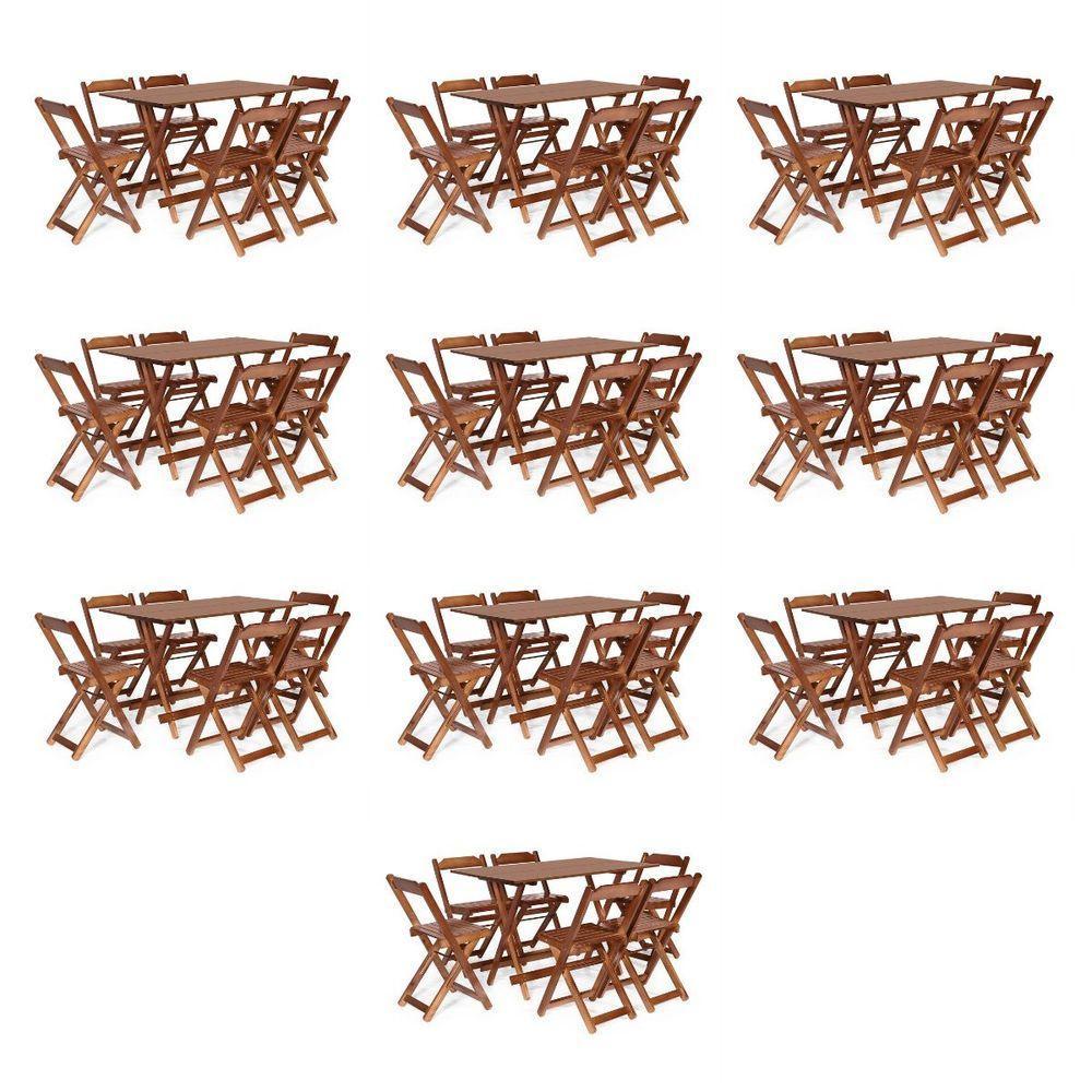 Kit 10 Conjuntos Dobráveis 120 X 70 Com 6 Cadeiras Imbuia - M.b Móveis - 1