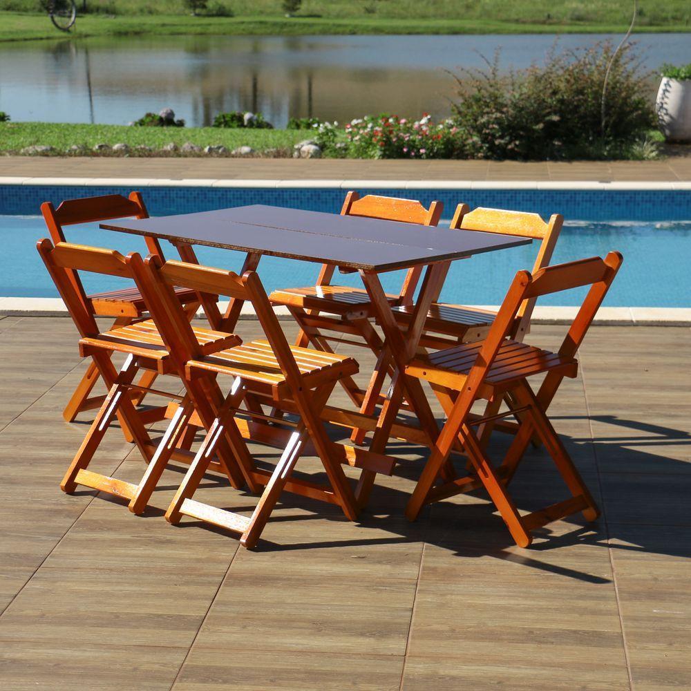 Kit 10 Conjuntos Dobráveis 120 X 70 Com 6 Cadeiras Mel - M.b Móveis - 7