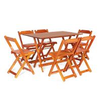 Jogo De Mesa 1,20 X 70 Com 6 Cadeiras Dobráveis De Madeira Cor Mel - M.b Móveis - 1