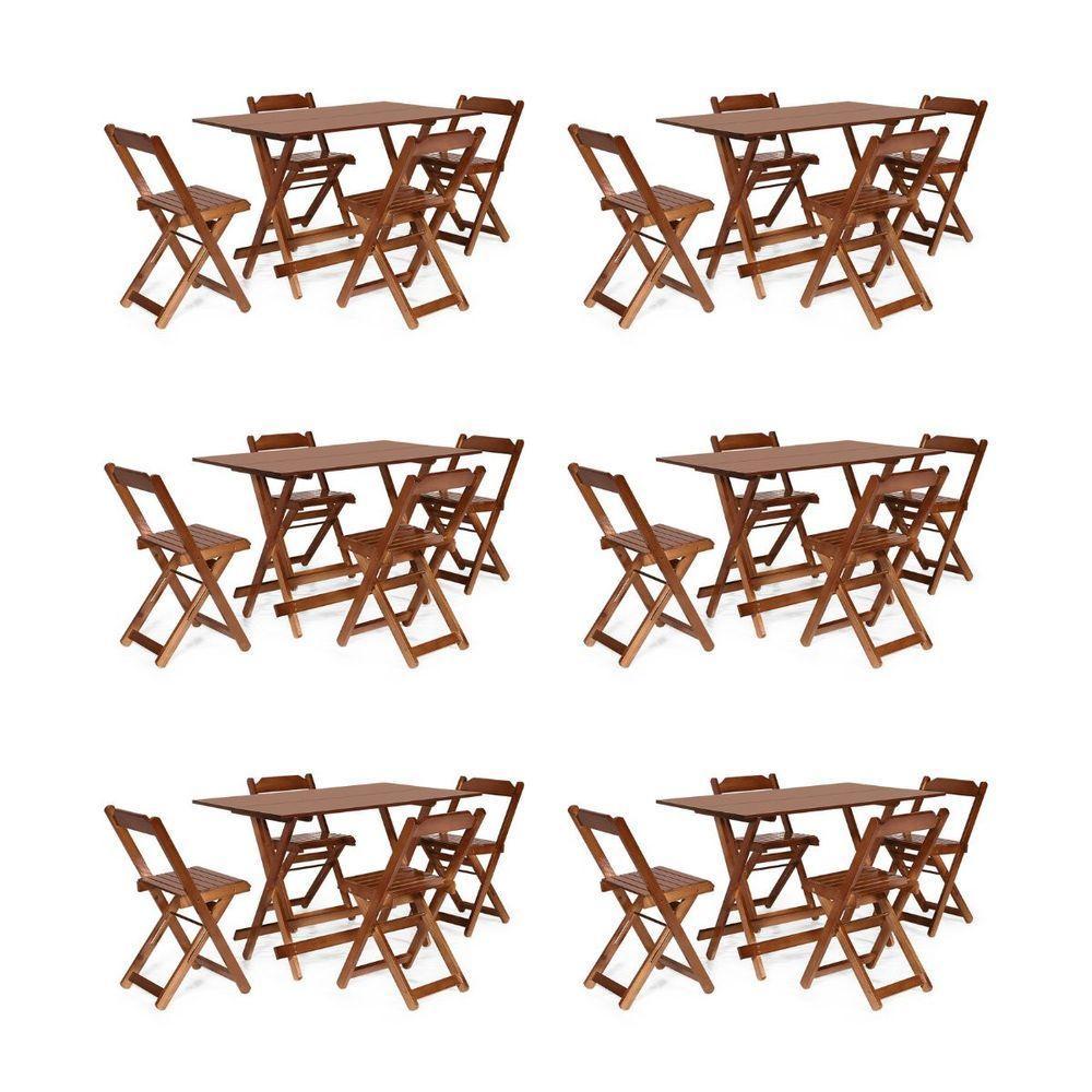 Kit 6 Conjuntos Dobráveis 120 X 70 Com 4 Cadeiras Imbuia - M.b Móveis - 1