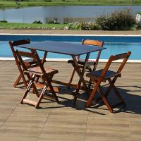 Kit 6 Conjuntos Dobráveis 120 X 70 Com 4 Cadeiras Imbuia - M.b Móveis - 6