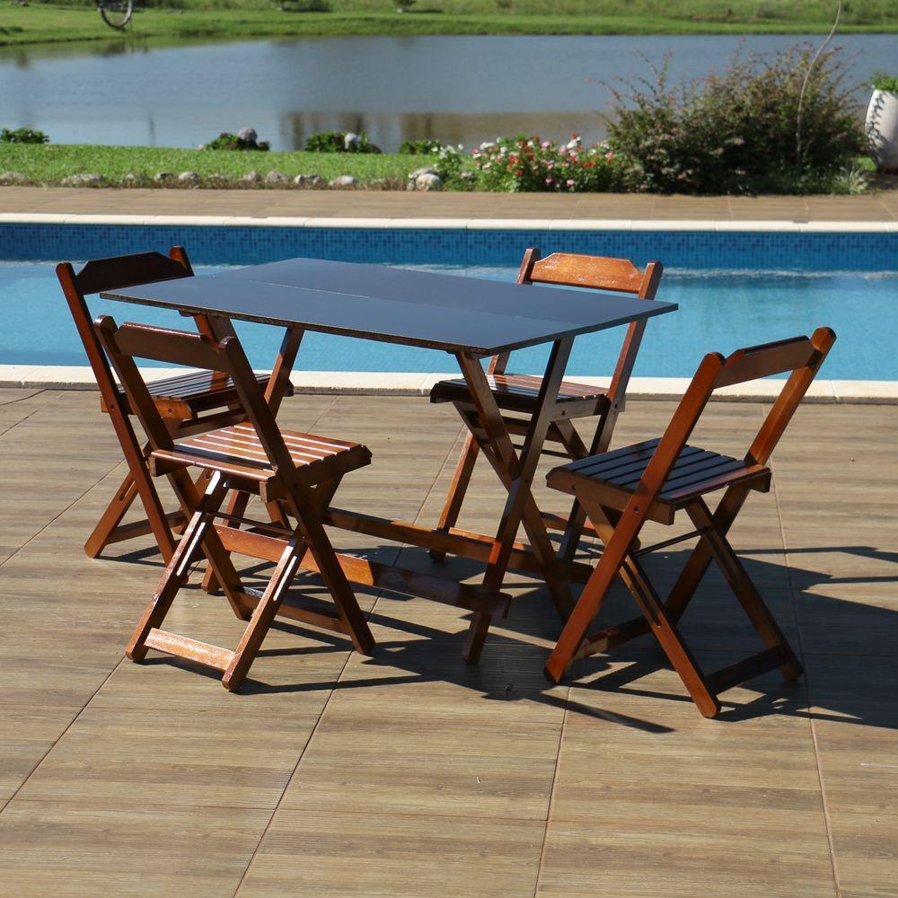 Kit 4 Conjuntos Dobráveis 120 X 70 Com 4 Cadeiras Imbuia - M.b Móveis - 6