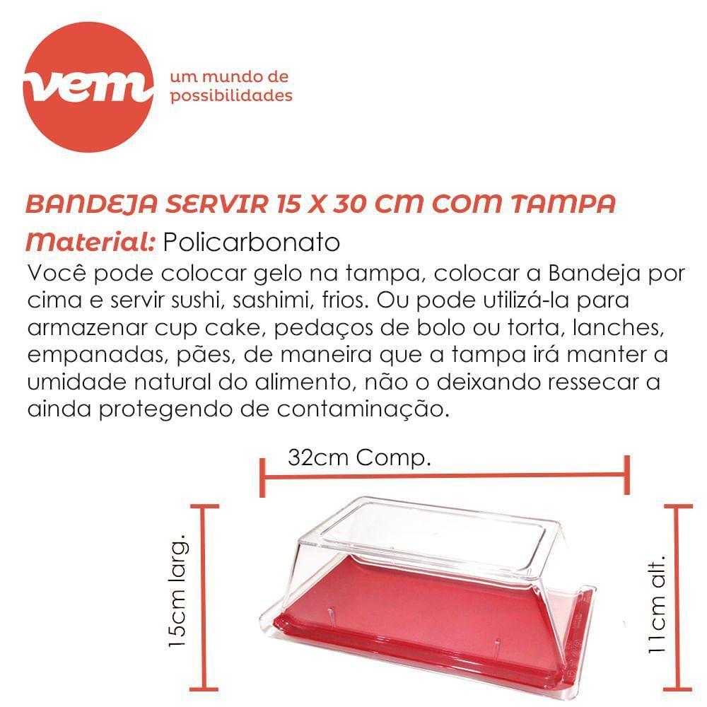 Bandeja Coffee Retangular Com Tampa 15x30 Branca Em Policarbonato Linha Profissional Cook Vem - 3