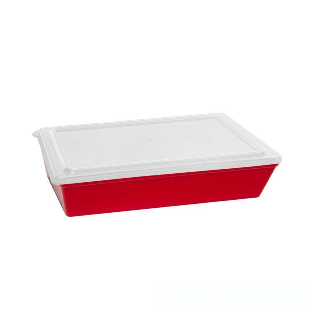 Travessa Stillo Retangular Com Tampa 5l Vermelha Em Polipropileno Linha Tropical Vem - 1