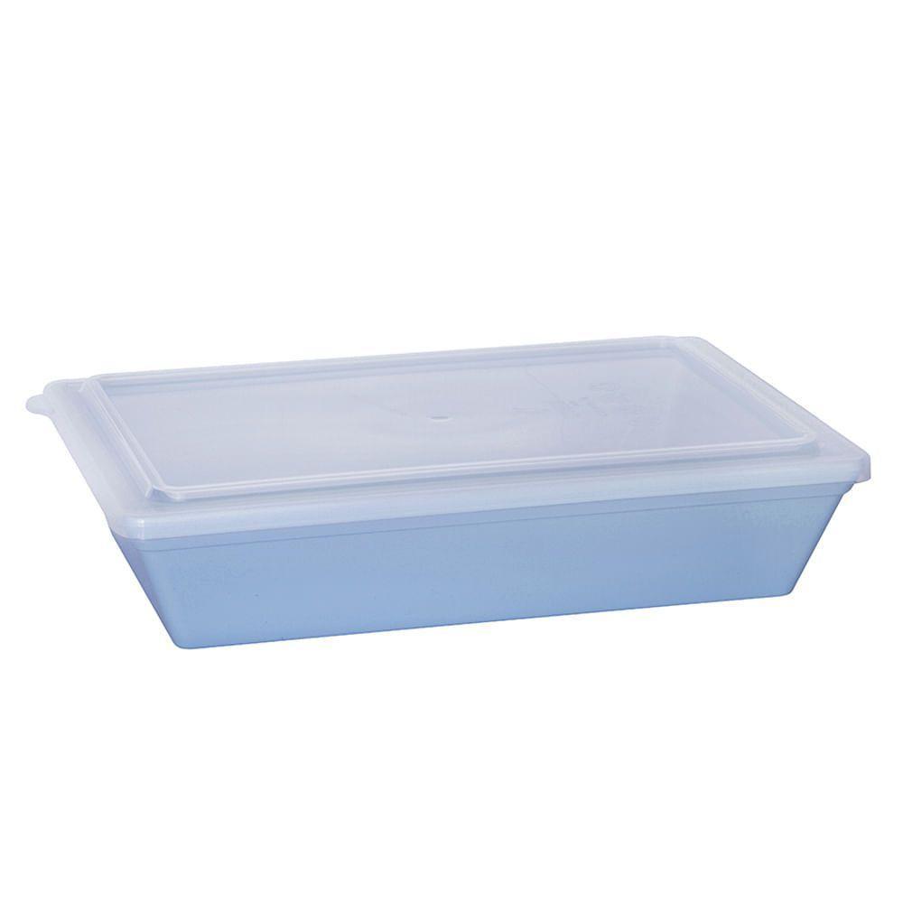 Travessa Stillo Retangular Com Tampa 5l Azul Em Polipropileno Linha Tendência Vem - 1