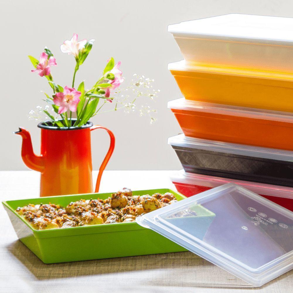 Travessa Stillo Retangular Com Tampa 5l Amarela Em Polipropileno Linha Tropical Vem - 1