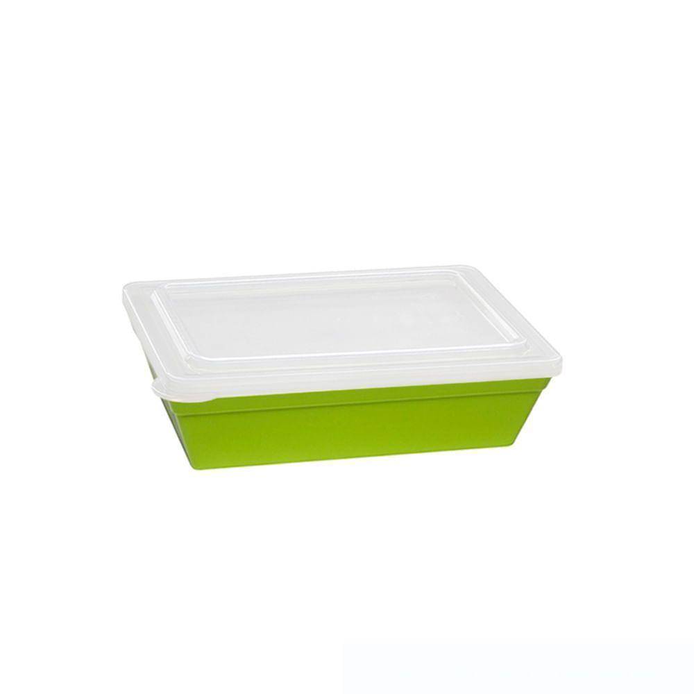 Travessa Stillo Retangular Com Tampa 2l Verde Em Polipropileno Linha Tropical Vem - 1