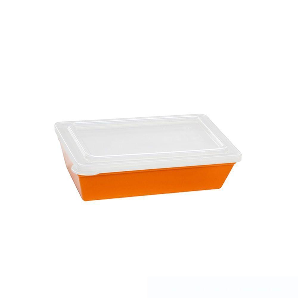 Travessa Stillo Retangular Com Tampa 2l Laranja Em Polipropileno Linha Tropical Vem - 1