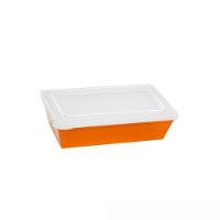 Travessa Stillo Retangular Com Tampa 2l Laranja Em Polipropileno Linha Tropical Vem - 1