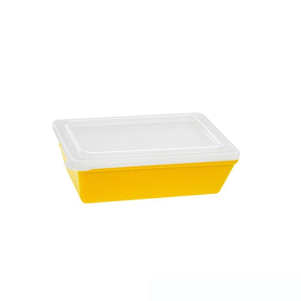 Travessa Stillo Retangular Com Tampa 2l Amarela Em Polipropileno Linha Tropical Vem - 1