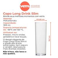 Copo Long Drink Slim 300ml Natural Em Policarbonato Linha Salut Vem - 5