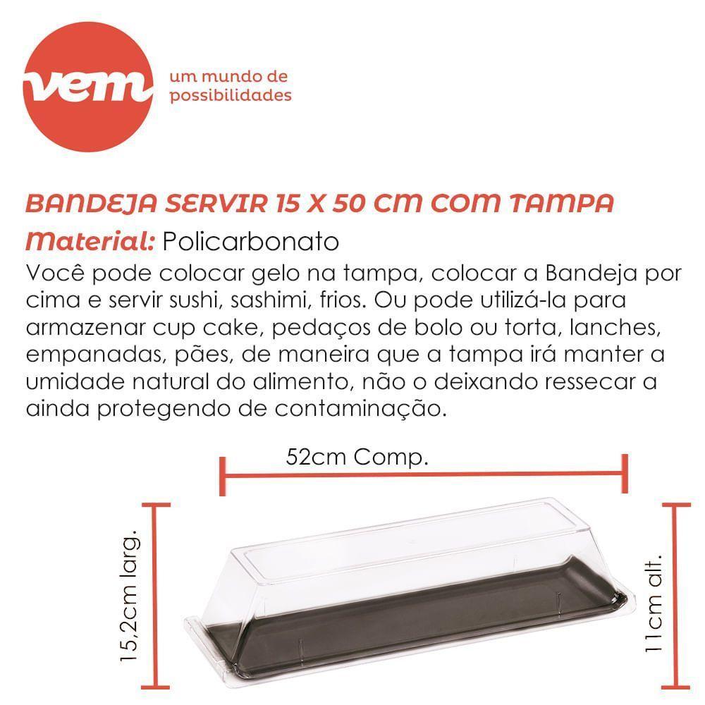Bandeja Servir Retangular Com Tampa 15x50 Branca Em Policarbonato Linha Profissional Cook Vem - 6