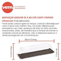 Bandeja Servir Retangular Com Tampa 15x50 Branca Em Policarbonato Linha Profissional Cook Vem - 6