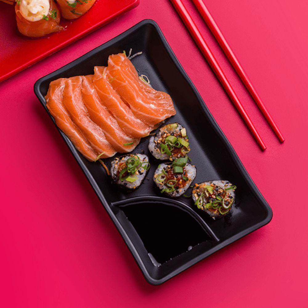 Prato Para Sushi Retangular 11,5x19,5 Vermelho Em Polipropileno Linha Tropical Vem - 3