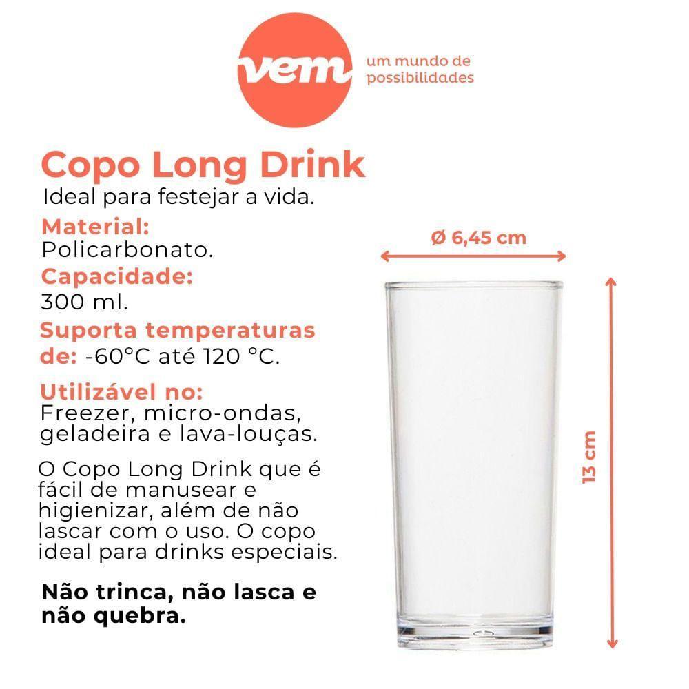 Copo Long Drink 300ml Natural Em Policarbonato Linha Salut Vem - 5