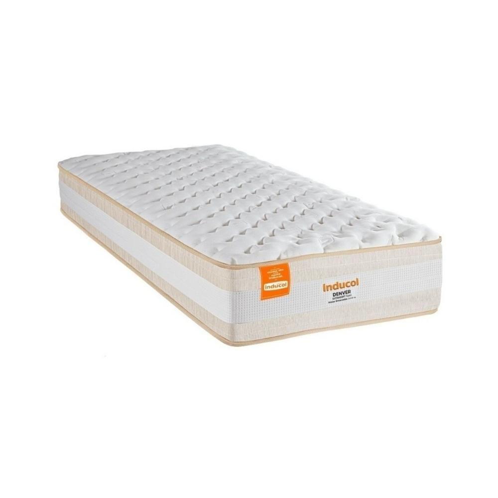 Colchão Solteirão Denver 96x203cm Molas Ensacadas Com Ultrasoft Foam Inducol Cr443b Branco/bege Branco/bege - 1