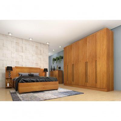 Guarda Roupa Casal Sevilla 6 Portas Articuladas 8 Gavetas Cinamomo MDP TCIL