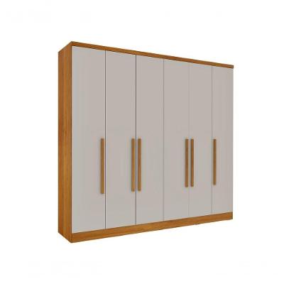 Guarda Roupa Casal Veneza 6 Portas 4 Gavetas Tcil Cinamomo/Off White.