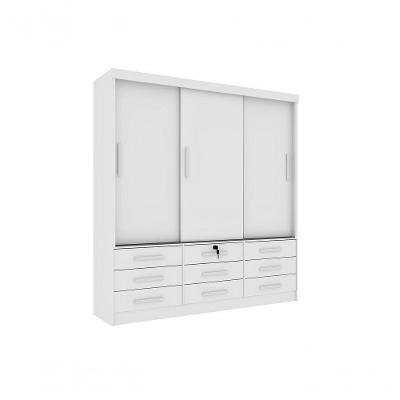 Guarda Roupa Casal Chicago 3 Portas 9 Gavetas S/Espelho Tcil Neve.