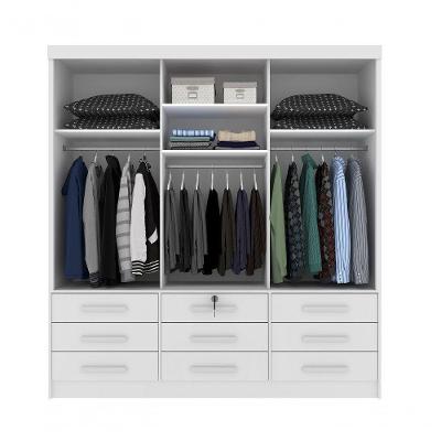 Guarda Roupa Casal Chicago 3 Portas 9 Gavetas Neve MDP com Espelho