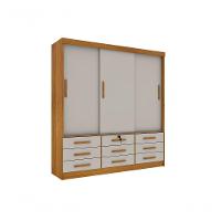 Guarda Roupa Casal Chicago 3 Portas 9 Gavetas S/Espelho Tcil Cinamomo/Off White - 1