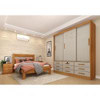 Guarda Roupa Casal Chicago 3 Portas 9 Gavetas S/Espelho Tcil Cinamomo/Off White - 4