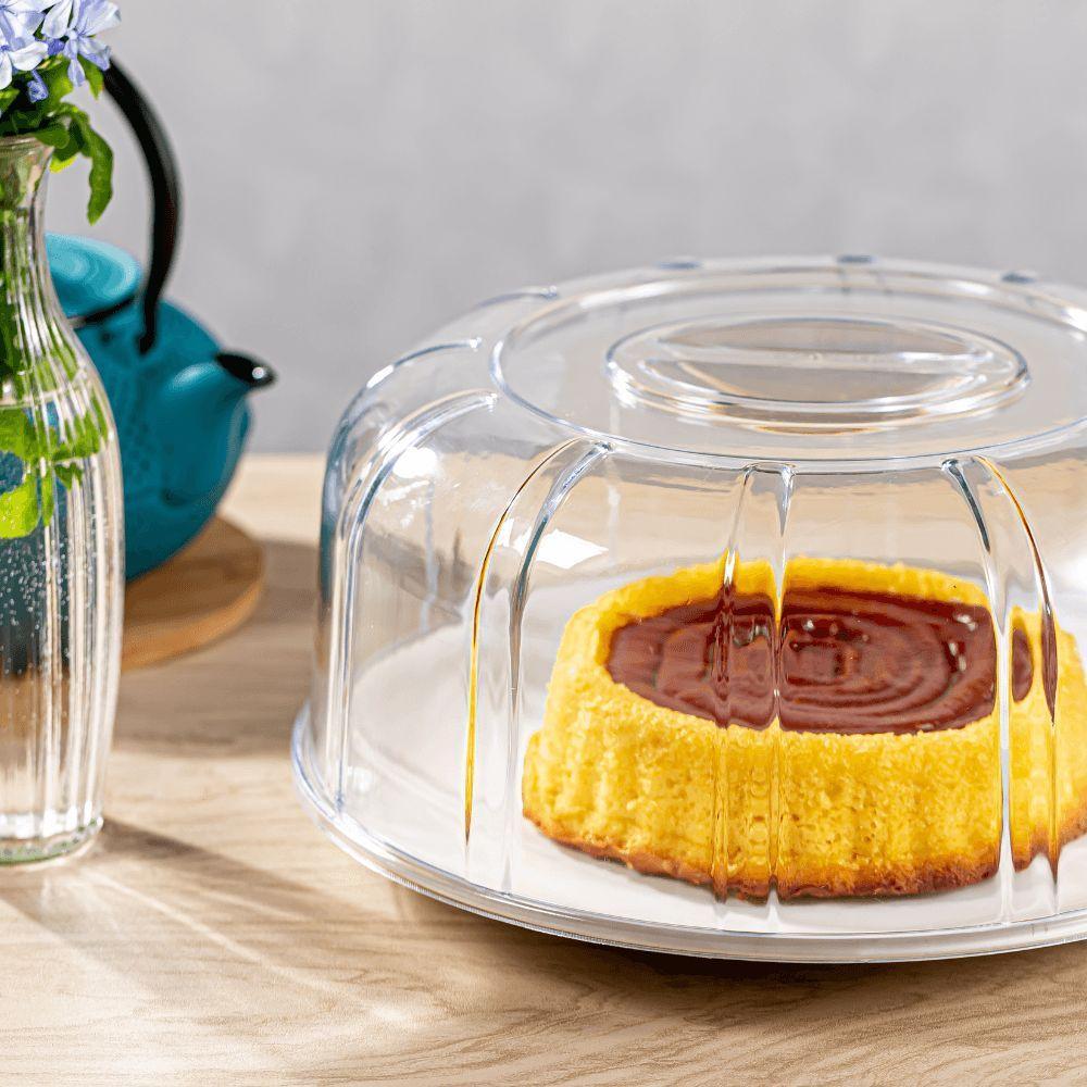 Boleira Elegance Redonda Com Tampa 30cm Branca Em Policarbonato Linha Profissional Cook Vem - 3