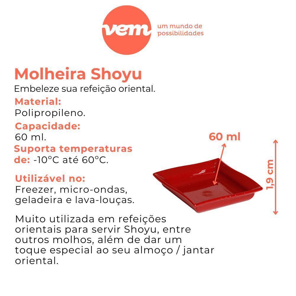 Molheira Shoyu Quadrada 60ml Vermelha Em Polipropileno Linha Tropical Vem - 5