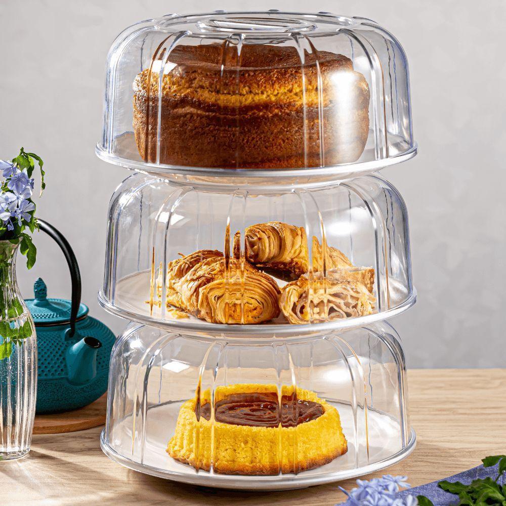 Boleira Elegance Redonda Com Tampa 30cm Vermelha Em Policarbonato Linha Profissional Cook Vem - 2