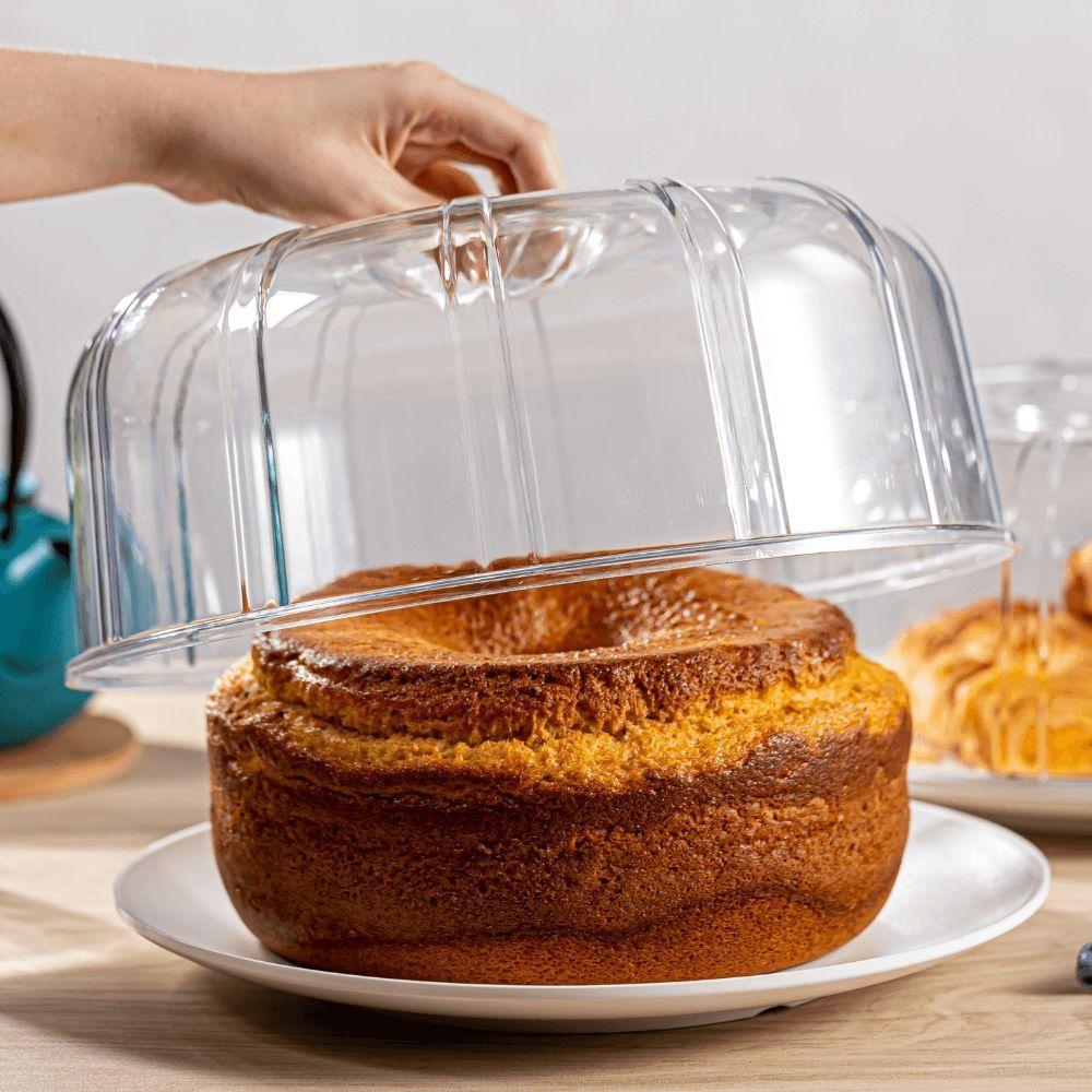 Boleira Elegance Redonda Com Tampa 30cm Vermelha Em Policarbonato Linha Profissional Cook Vem - 3