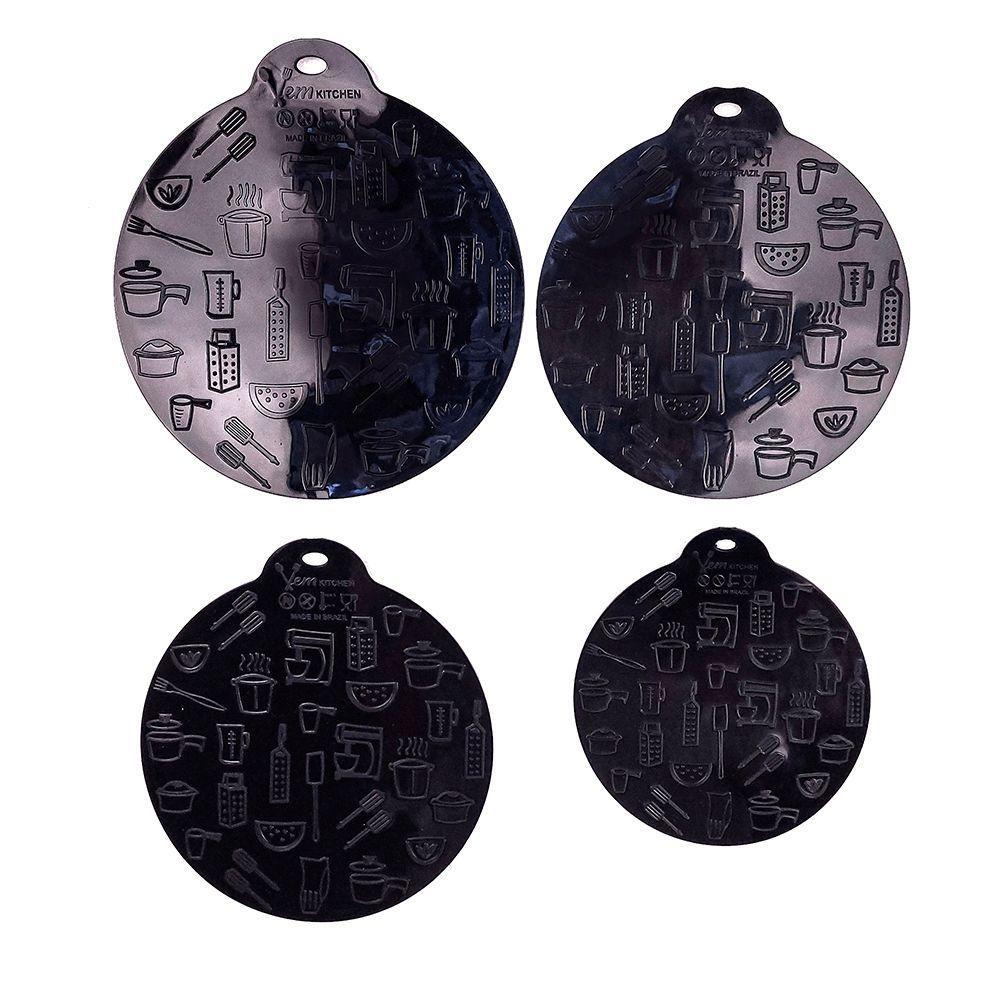 Conjunto De Almofada De Silicone Para Fogão De Indução Magnética Vem 4 Un Preto - 1