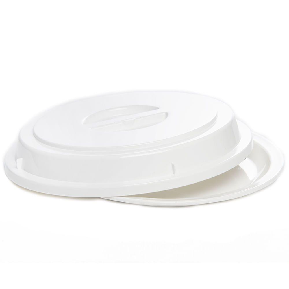 Cloche Elegance Redondo 27,5cm Branco Em Policarbonato Linha Profissional Cook Vem - 1