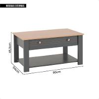 Mesa De Centro Para Sala De Estar Cinza Canada Caemmun - 5