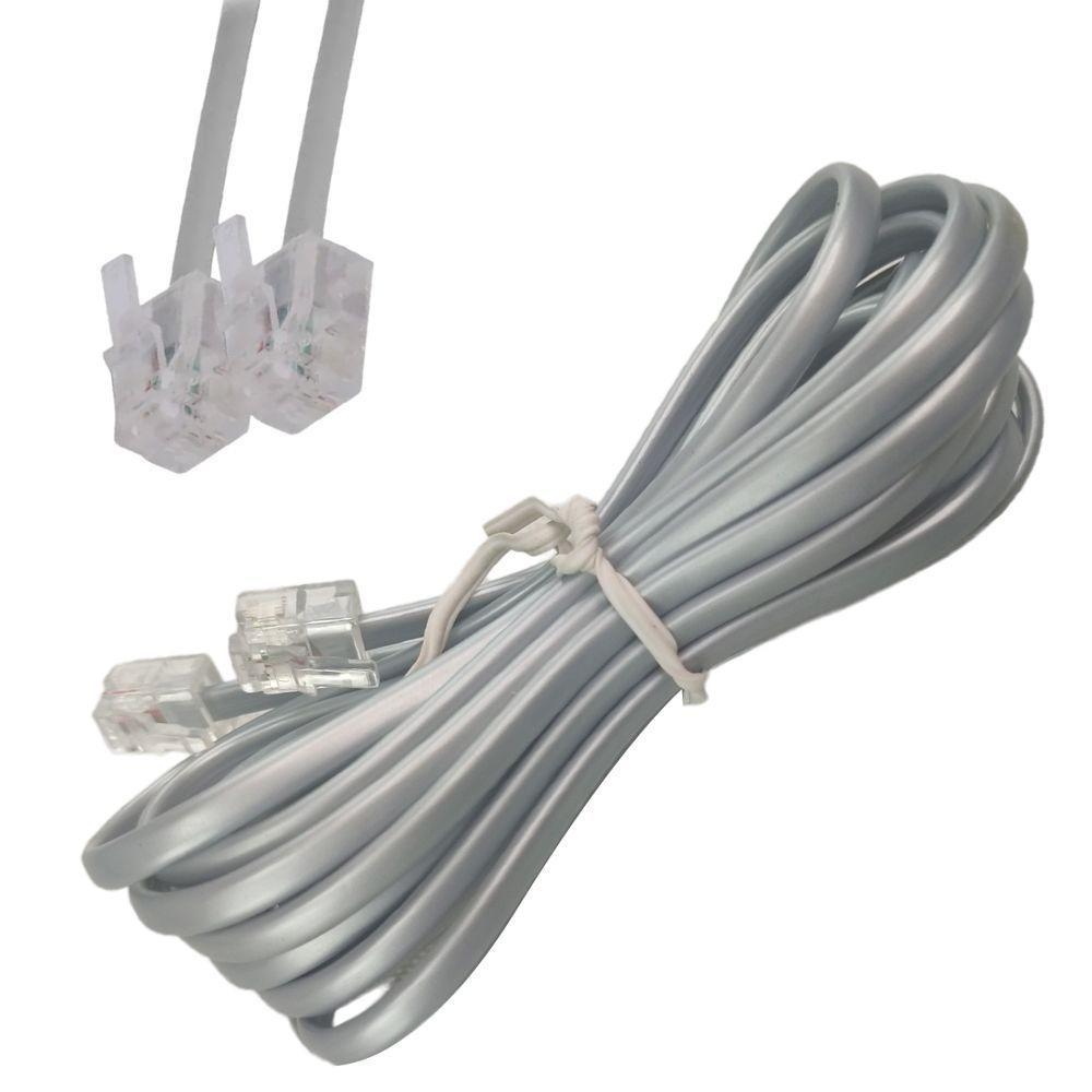 Fio Telefonico Rj11 Cabo 3 Metros Telefone Fixo Fax Extensao - 4