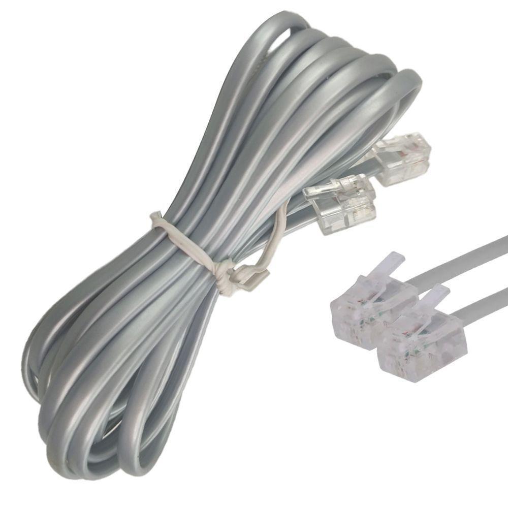 Fio Telefonico Rj11 Cabo 3 Metros Telefone Fixo Fax Extensao - 5