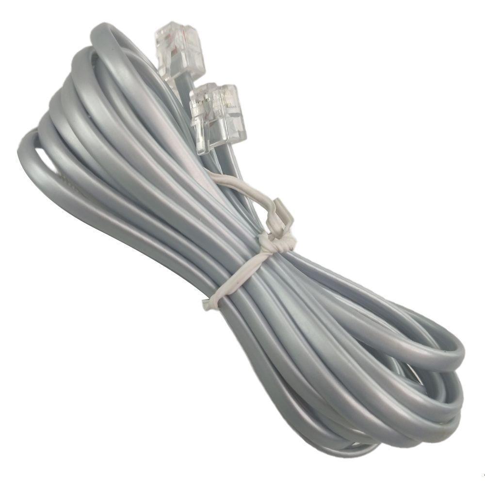 Fio Telefonico Rj11 Cabo 3 Metros Telefone Fixo Fax Extensao - 7