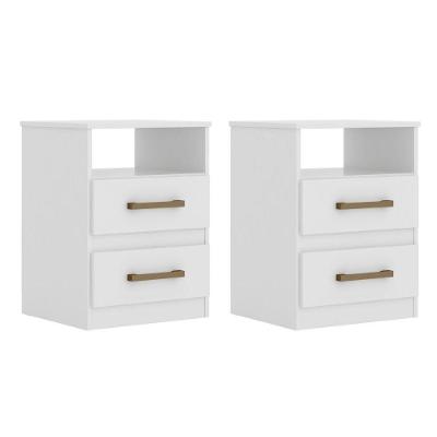 Kit 2 Mesas De Cabeceira Apolo 2 Gavetas Branco Flex Moval