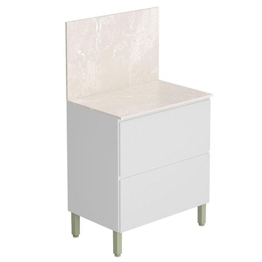 Balcão Para Cozinha Ambiente Art Branco ártico Com Tampo Painel 80cm Travertino - Kits Paraná - 1