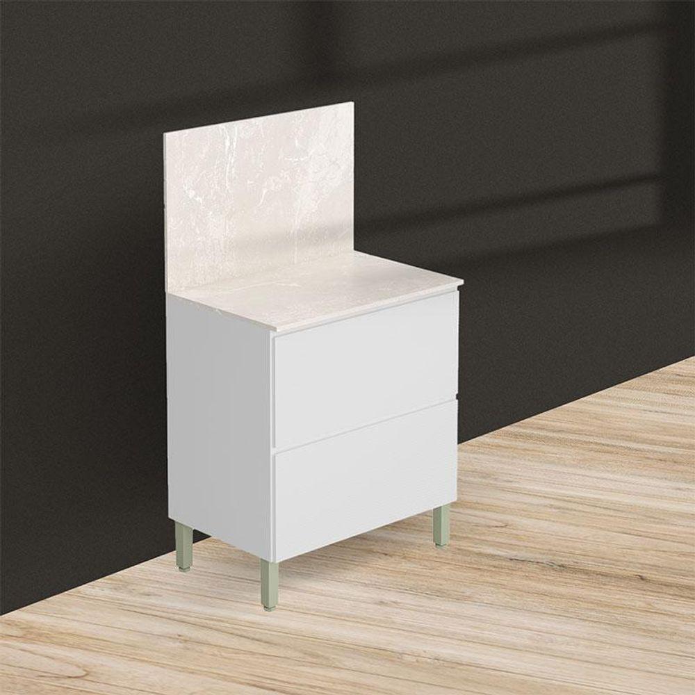 Balcão Para Cozinha Ambiente Art Branco ártico Com Tampo Painel 80cm Travertino - Kits Paraná - 2