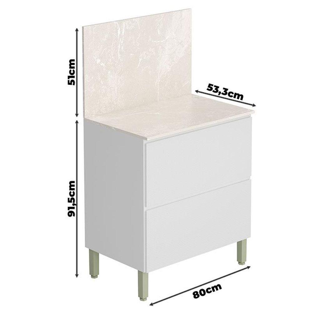 Balcão Para Cozinha Ambiente Art Branco ártico Com Tampo Painel 80cm Travertino - Kits Paraná - 5