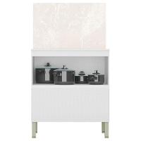 Balcão Para Cozinha Ambiente Art Branco ártico Com Tampo Painel 80cm Travertino - Kits Paraná