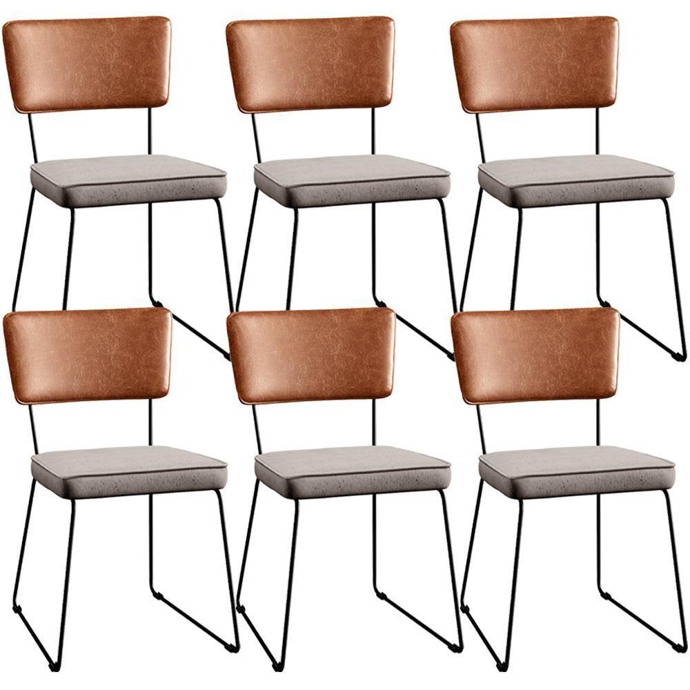 Kit 06 Cadeiras Estofada L02 Couríssimo Camel Linho Bege - 1