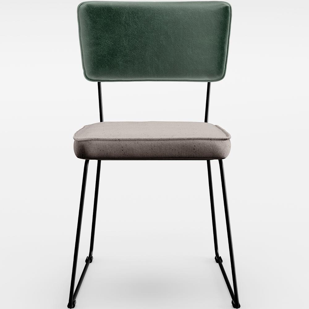 Kit 8 Cadeiras Estofada L02 Facto Verde Musgo Linho Bege - 5