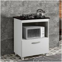 Balcão Para Cooktop De 4 Bocas 1 Porta Basculante Salvia Kaiki Móveis Branco - 2