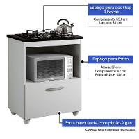 Balcão Para Cooktop De 4 Bocas 1 Porta Basculante Salvia Kaiki Móveis Branco