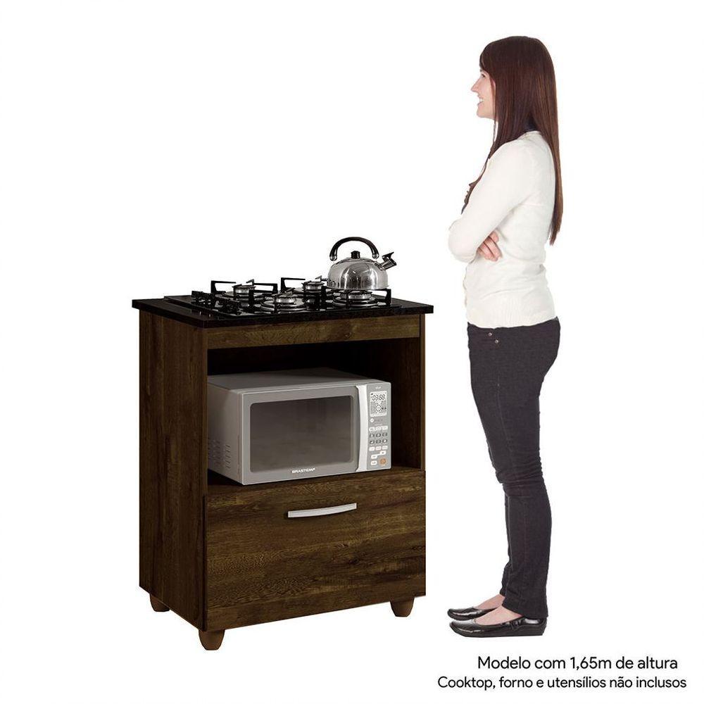 Balcão Para Cooktop De 4 Bocas 1 Porta Basculante Salvia Kaiki Móveis Ipe - 3