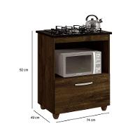 Balcão Para Cooktop De 4 Bocas 1 Porta Basculante Salvia Kaiki Móveis Ipe - 4