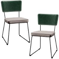 Kit 2 Cadeiras Estofada L02 Facto Verde Musgo Linho Bege - 1